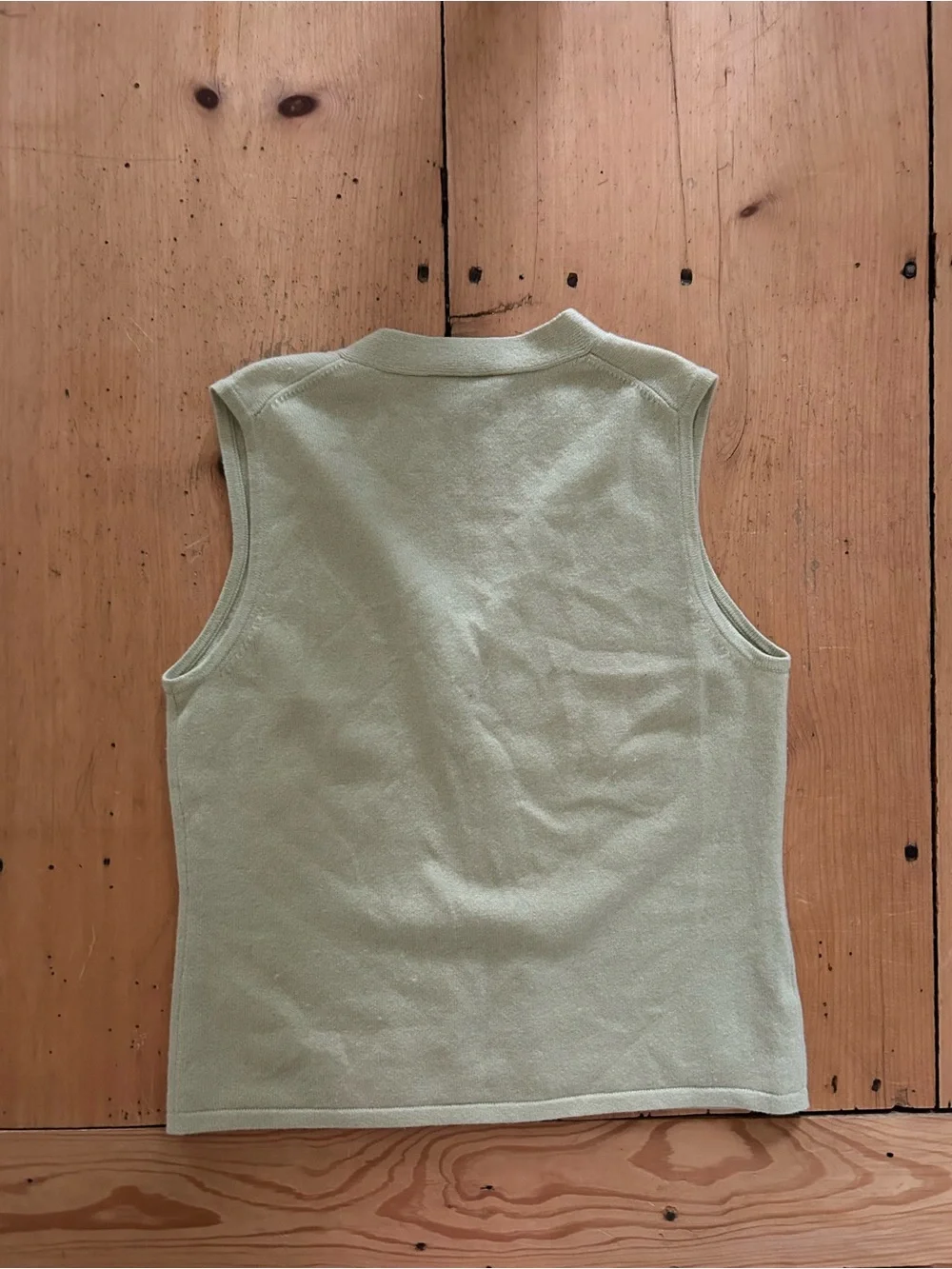 100% Cashmere Ann Taylor Light Sage Tie-Neck Sleeveless Sweater Tank